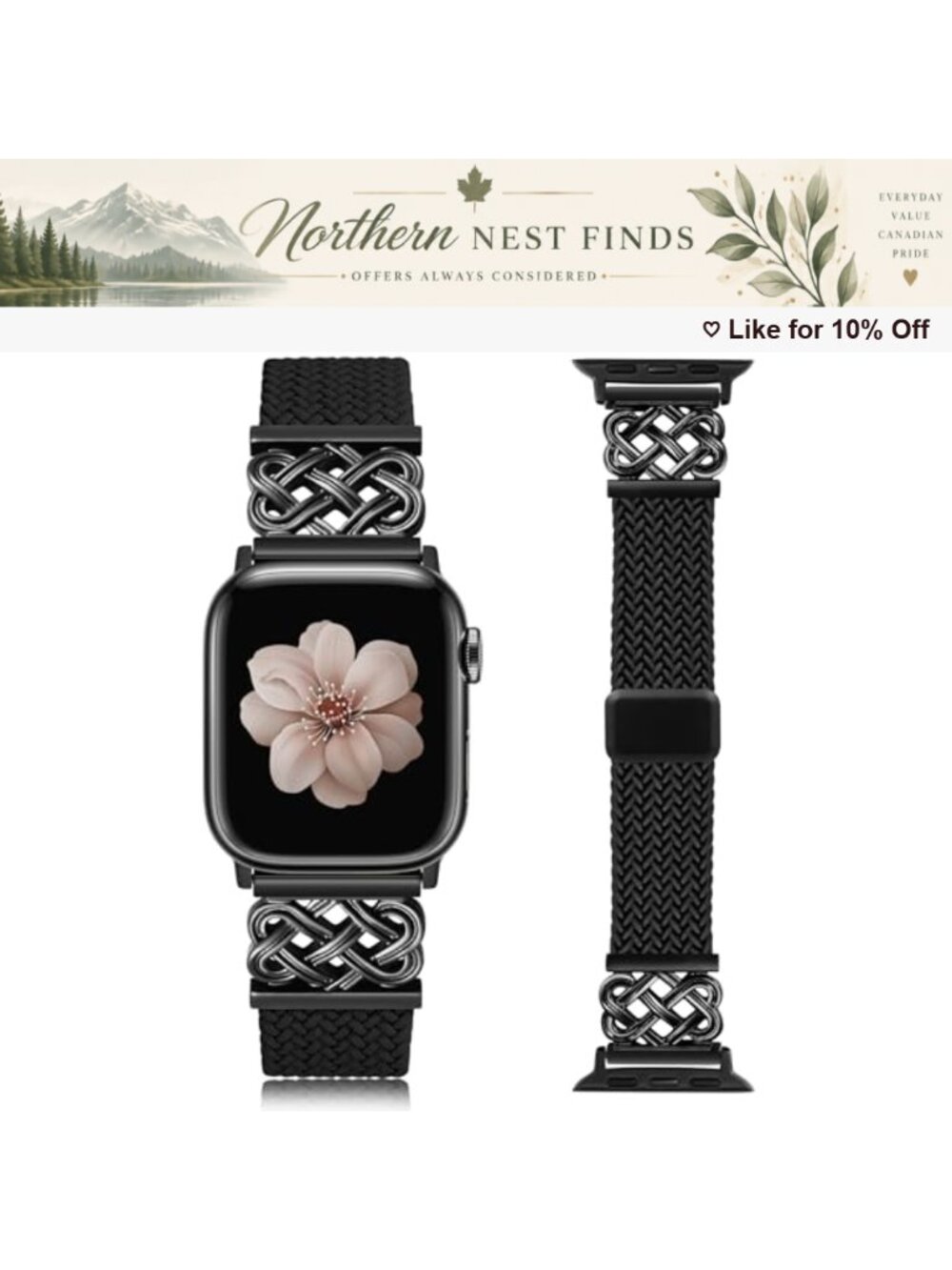 Braided Stretchy Nylon Loop Band Compatible with Apple Watch Magnetic Clasp